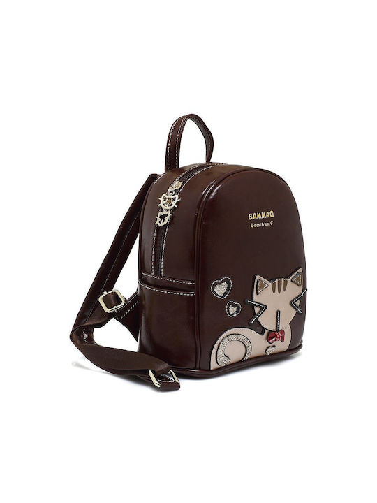 Sammao Damen Tasche Rucksack Braun