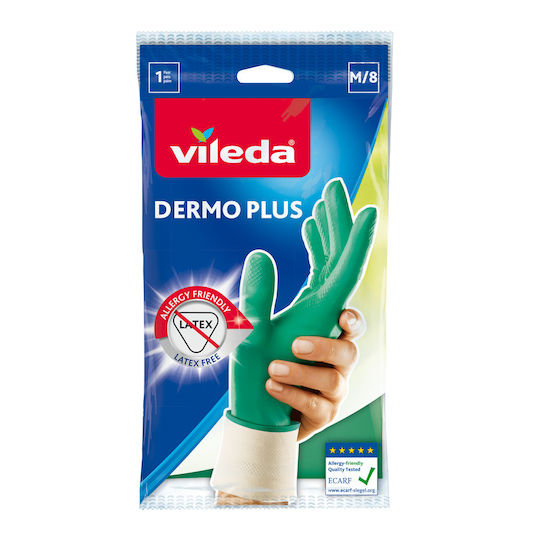 Vileda Oven Gloves Dermo Plus Latex Medium Green 2pcs