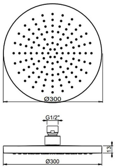 Almar Στρογγυλή Κεφαλή Ντουζ 10cm με Βραχίονα 10cm