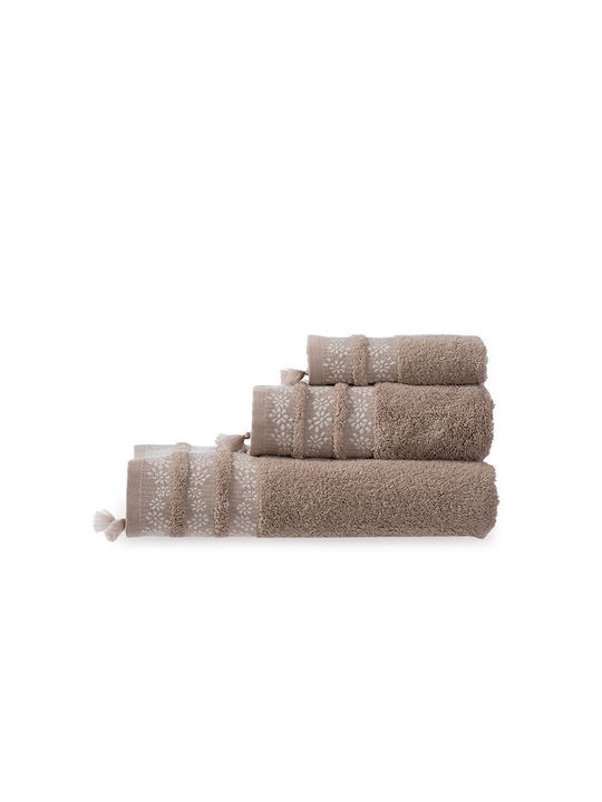 Nef-Nef Homeware Hand Towel Alba 034497 30x50cm. Beige Weight 520gr/m²