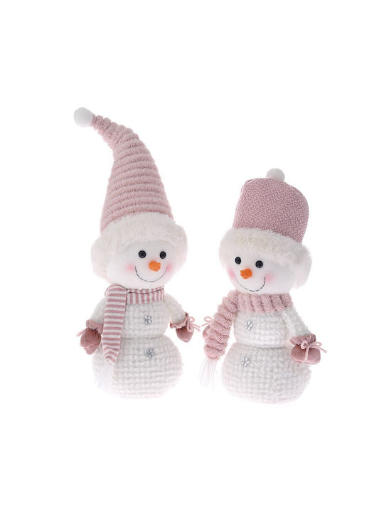 Iliadis Weihnachtsfigur Stoff SNowman Rosa 33x16x12cm