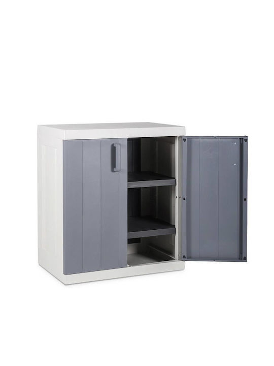 Double Door Wardrobe Anniversary Midi Plastic with 2 Shelves Light Grey / Basalt Grey 275 65x37x93cm