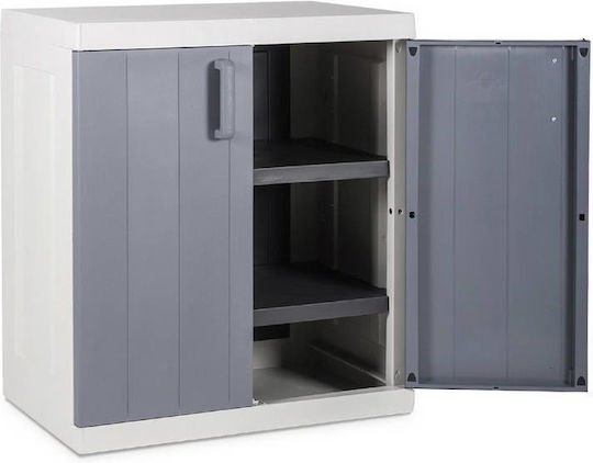 Double Door Wardrobe Anniversary Midi Plastic with 2 Shelves Light Grey / Basalt Grey 275 65x37x93cm