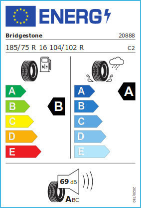 Bridgestone Duravis Van 185/75R16 104R 8PR Лятна Автомобилна Гума за Лекотоварен Автомобил Тип