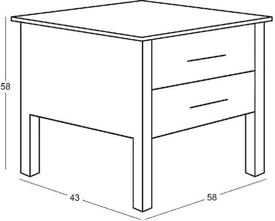 Комод Fino Дървен Черен 55x40x58см