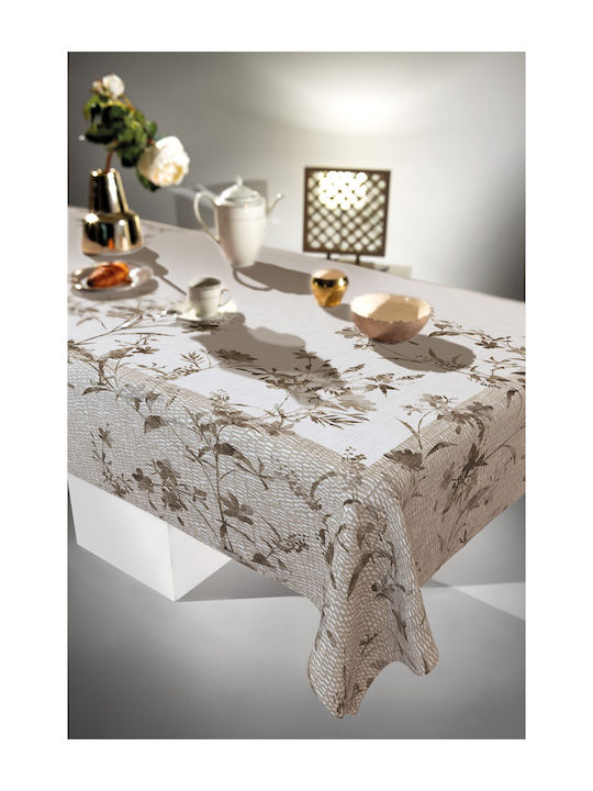 Saint Clair 1036 Polyester Stain Resistant Tablecloth Natural 145x220cm