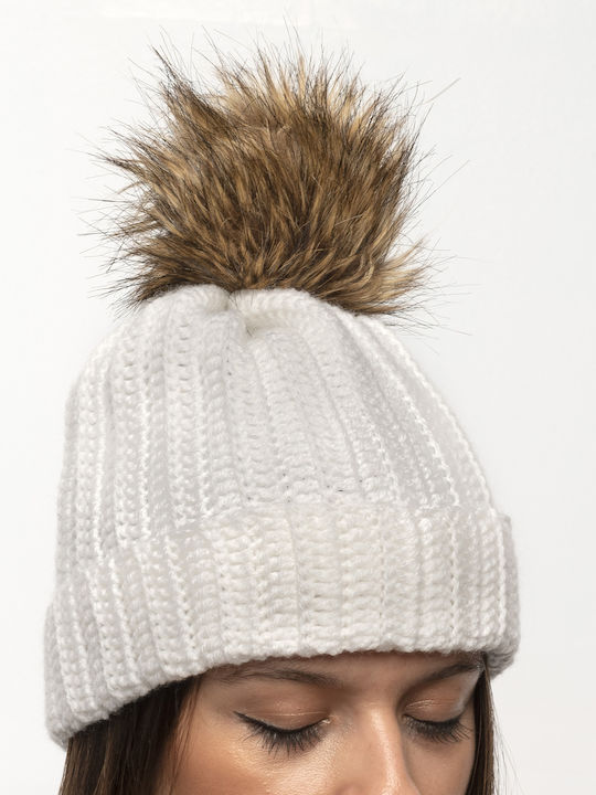 Philio Knitted Beanie Cap White