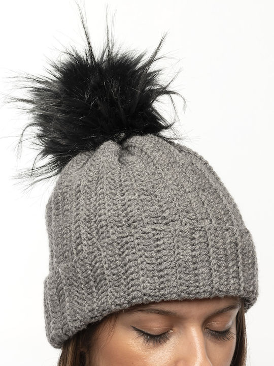 Philio Knitted Beanie Cap Gray