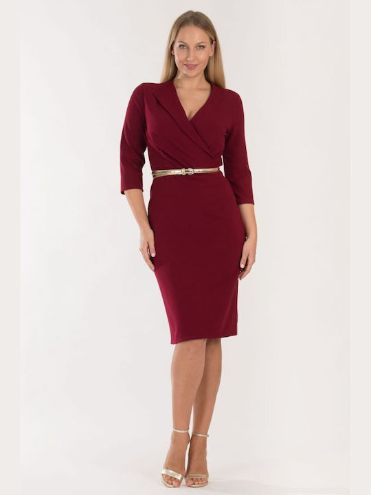 BelleFille Mini Dress Wrap Burgundy