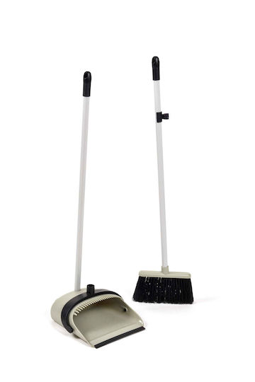 Viopsyctr Plastic Dustpan with Stick Gray