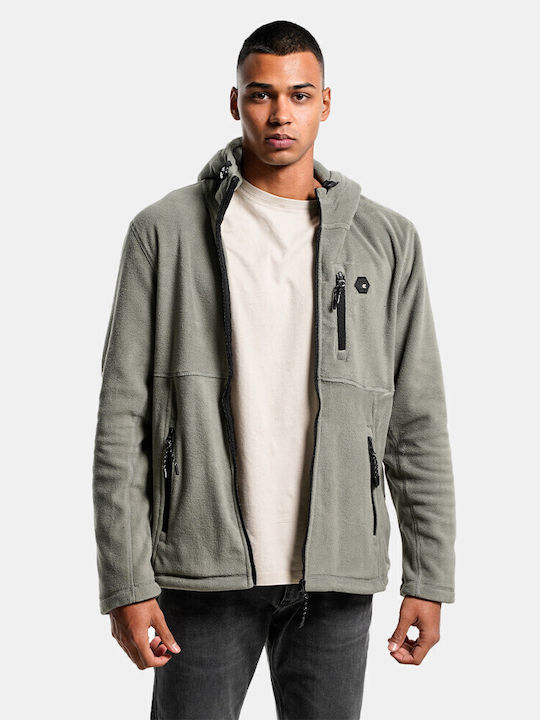 Herren Fleecejacke mit Kapuzen-Grün