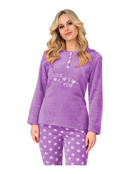 Lydia Creations Iarnă Set pijama femei Fleece Violet