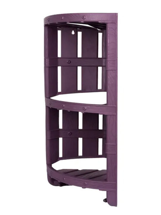 An der Wand montiert Badezimmerregal Bamboo mit 3 Regalböden 21.5x21.5x55cm Lila