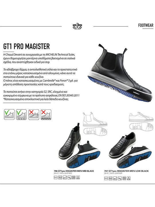 GT1 Pro Magister Δερμάτινα Μαύρα Ανδρικά Chelsea Μποτάκια