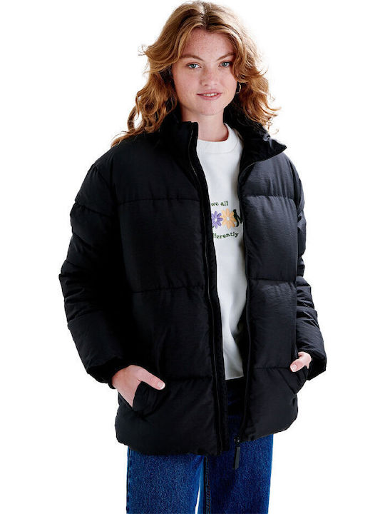 Kurz Damen Puffer Jacke Schwarz