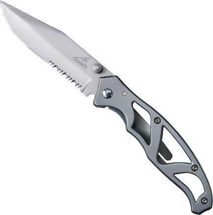 Gerber Paraframe Ii Stainless Serrated Pocket Knife Gray