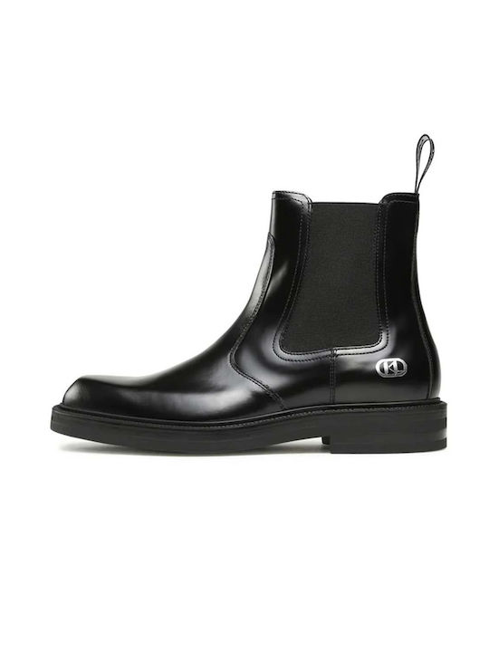 Karl Lagerfeld Leather Women's Chelsea Boots Black