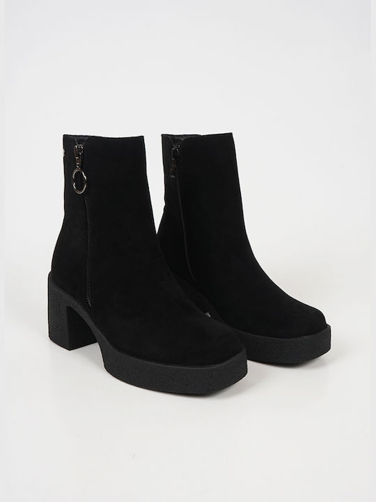 Piazza Shoes Catifea Ghete dama Negru