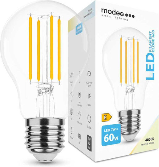 Modee Lighting LED-Lampe 7W 105mm für Fassung E27 und Form A60 Naturweiß 806lm