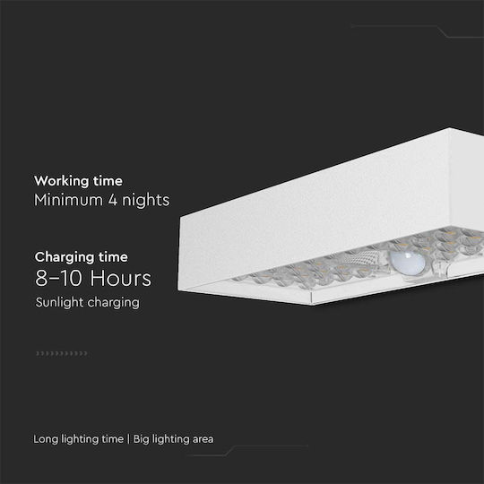 V-TAC Wall Mounted Solar Light 6W 900lm Natural White 4000K with Motion Sensor IP65 23cmx9.7cmx4.27cmcm