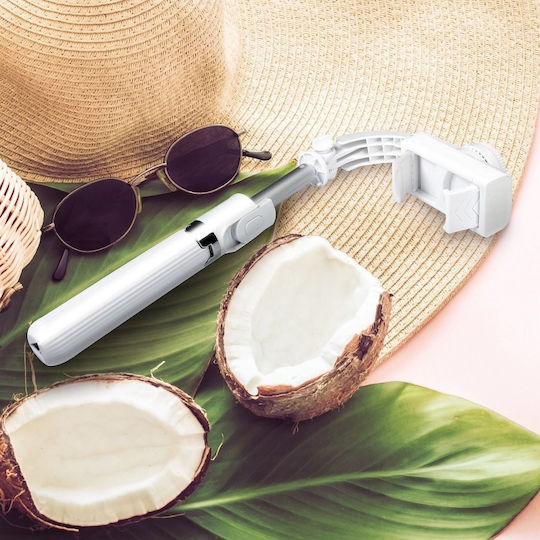 L08 Selfie Stick Τρίποδο Κινητού Bluetooth Λευκό