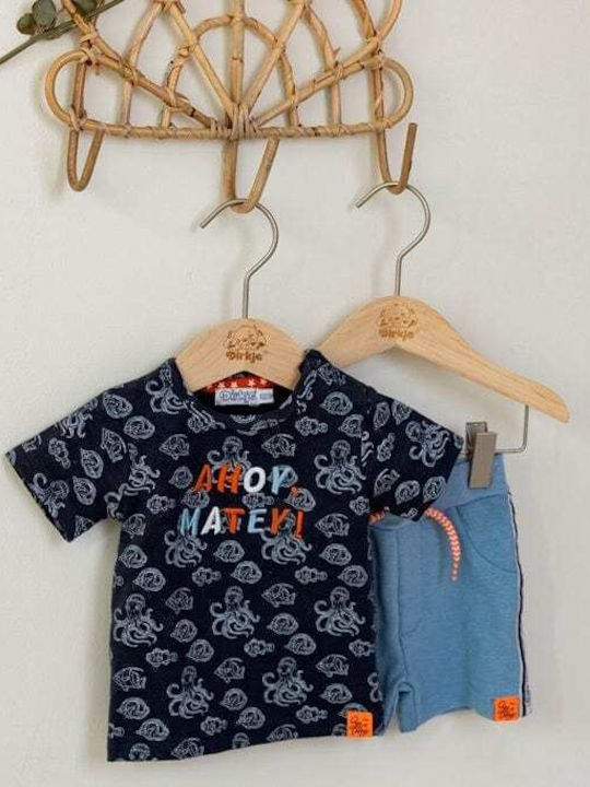 DIRKJE Baby set T-shirt and pants set khaki Ahoy Matey