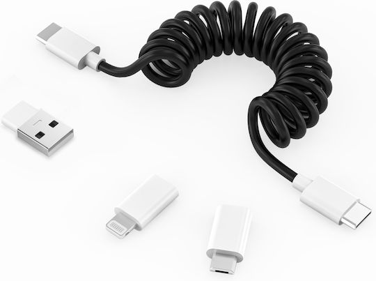 Diamandino Спирала USB към Lightning / Type-C / micro USB Кабел Бял 1.5м (DMFC31001_5CE4)
