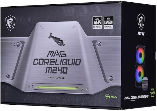 MSI Mag Coreliquid M240 Wasserkühlsysteme AIO CPU mit 2 Lüfterabmessung 120mm und RGB Beleuchtung
