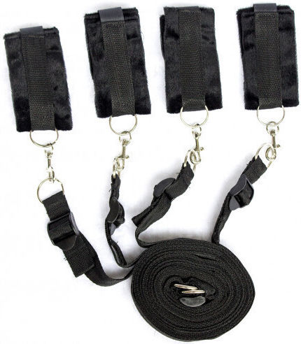 Set zur Bettfesselung in Schwarz Farbe