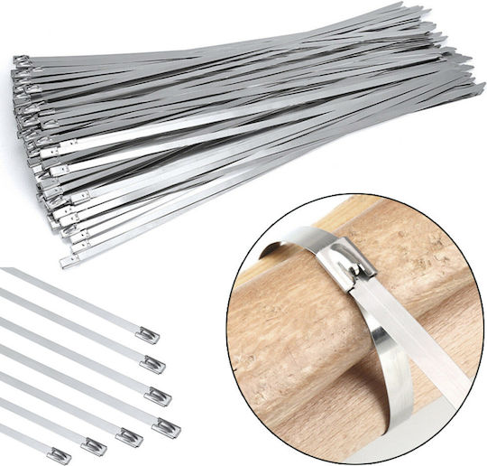 Metallic Cable Ties 300mmx7.9mm In Silver Colour 50pcs 104063
