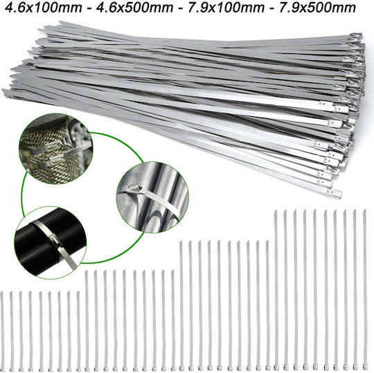 Metallische Kabelbinder 500mmx7,9mm in Silber Farbe (50 Stück) 104064