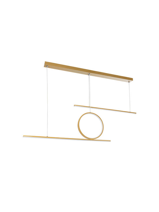 GloboStar Tereza Pendant Light Gold LED with Warm to Cool White Light Rail 110x34cm