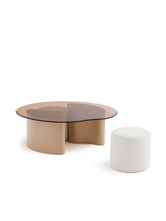 Oval Central Glass Coffee Table Brown W104xL105xH47.5cm