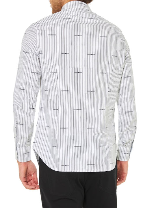 Emporio Armani Men's Shirt Long Sleeve Striped White