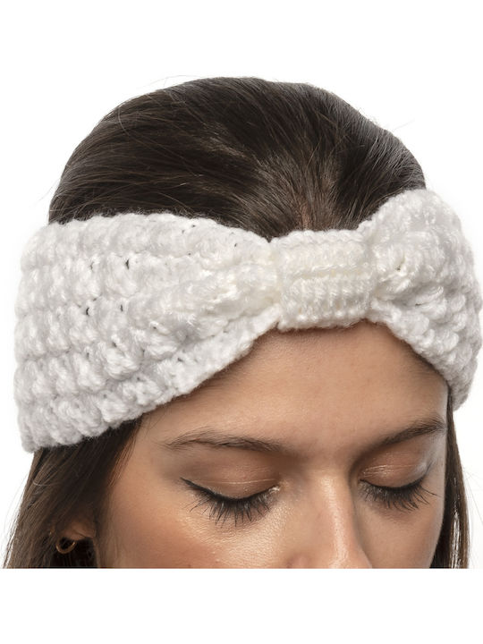 Γυναικείο Headband Πλεκτό σε Λευκό χρώμα