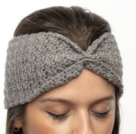 Γυναικείο Headband Πλεκτό σε Γκρι χρώμα