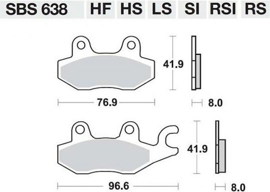 SBS Motorcycle Brake Pads Rear for Kawasaki EX 300 Triumph Tiger 1050