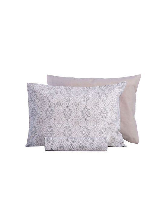 Nef-Nef Homeware Σετ Παπλωματοθήκη Βαμβακερή Μονή με Μαξιλαροθήκη 170x240cm Shreder Ecru
