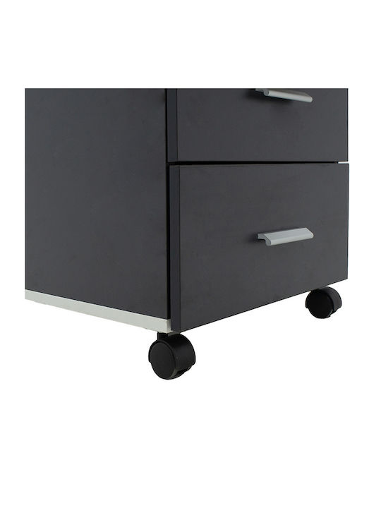 Oscar Office Storage Chipboard Drawer with Wheels, Lock & Drawers Walnut-carbonate L40xW48xH63cm