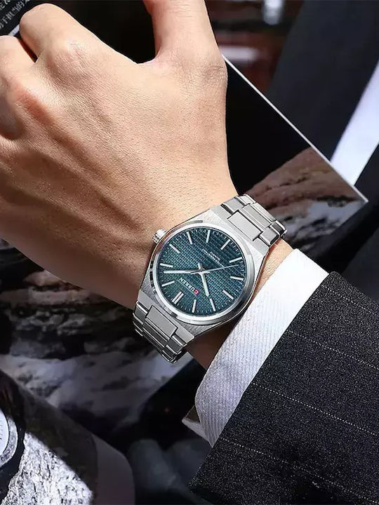Curren Men's Watch 40mm Battery with Blue Metal Bracelet