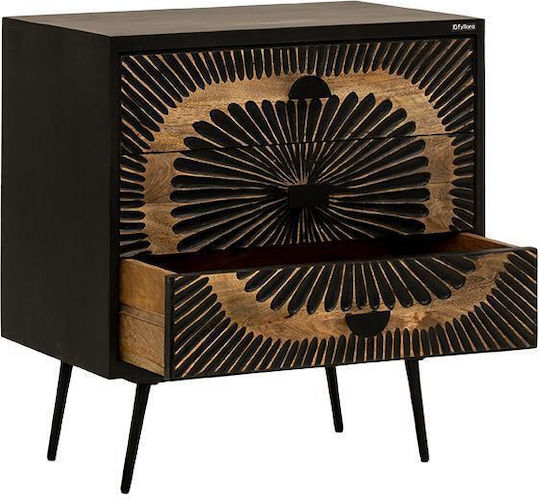 Comoda pentru Dormitor din Lemn Masiv Kanpur cu 3 sertare Gri 75x40x80buc