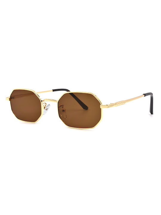 Awear Kresten Women's Sunglasses with Gold Metal Frame and Brown Lens