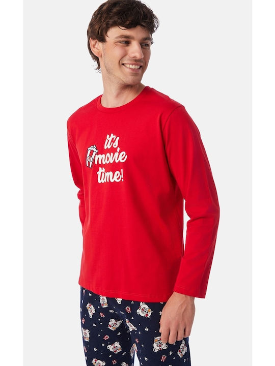 Minerva Men's Winter Pajamas Set Red