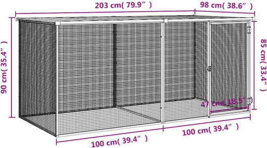 vidaXL Metallic Poultry Coop L2.03 x W0.98 x H0.9m