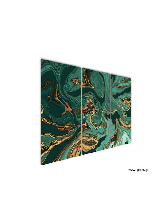 I-gallery Gold And Emerald Threefold Painting on Canvas 40x20cm
