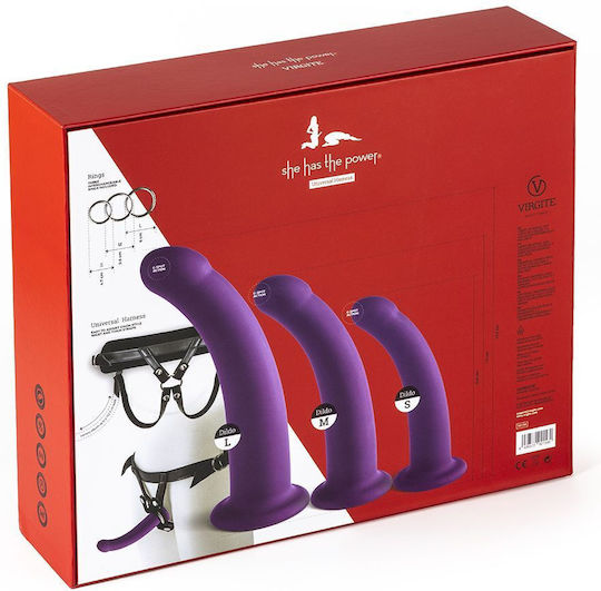Kiotos Virgite Harness with Dildo in Purple Colour 3 Pieces