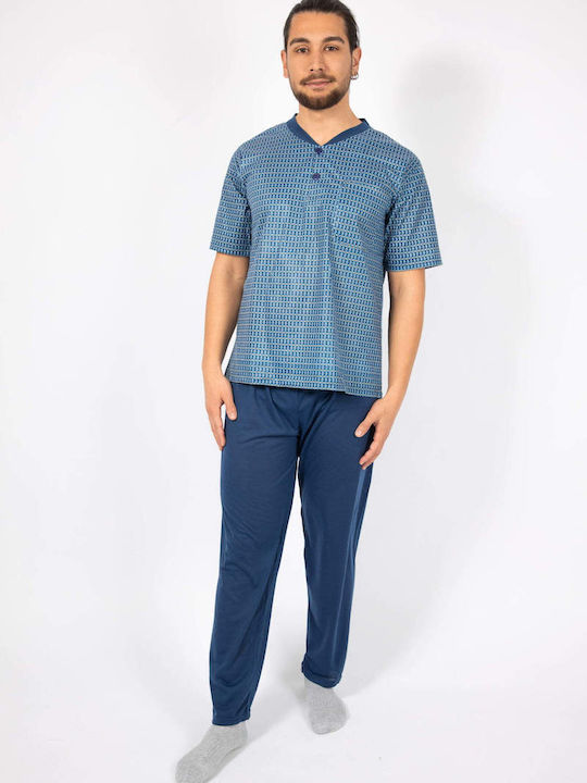 Tres Chic Men's Summer Pajamas Set Blue