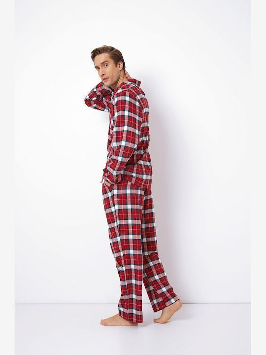 Aruelle Men's Winter Checked Pajamas Set Red