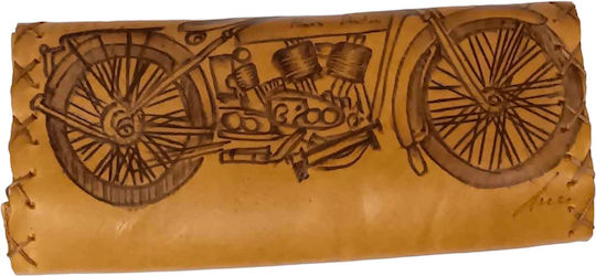 One Tobacco Pouch Made of Brown Artificial Leather Handmade with Magnetic Closure
