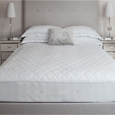 Le Blanc Super-Double Quilted Mattress Cover Fitted Cotton White 160x200cm